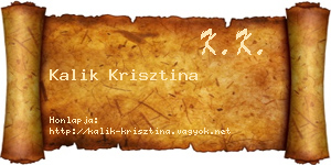 Kalik Krisztina névjegykártya